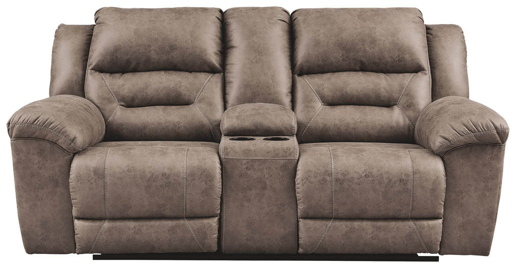 Stoneland - Dbl Power Reclining Loveseat W/Console - Faux Leather - Fossil-2