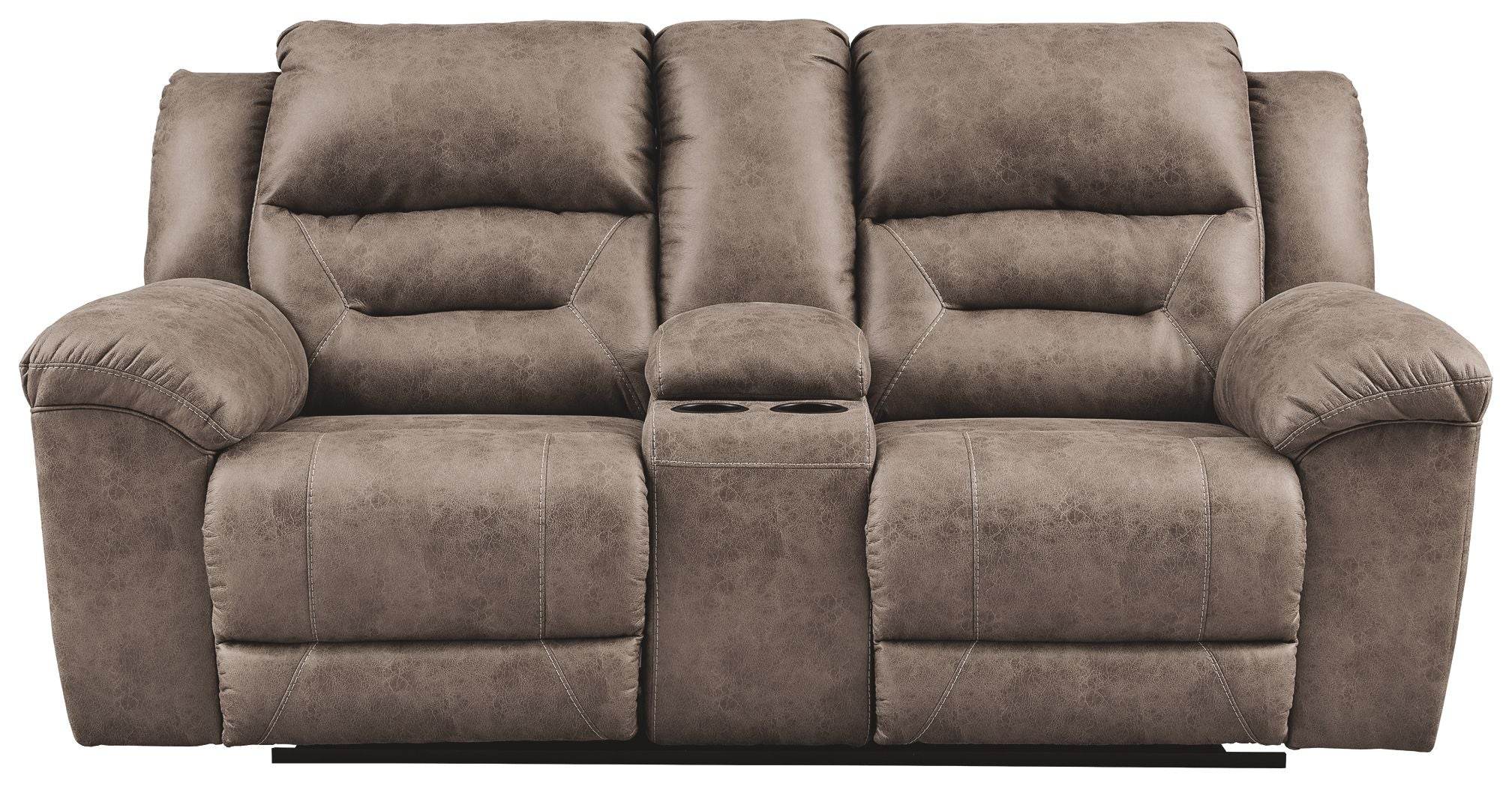 Stoneland - Dbl Power Reclining Loveseat W/Console - Faux Leather - Fossil-2