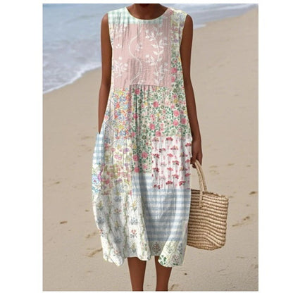 Robe à taille élastique imprimée pour femme tendance