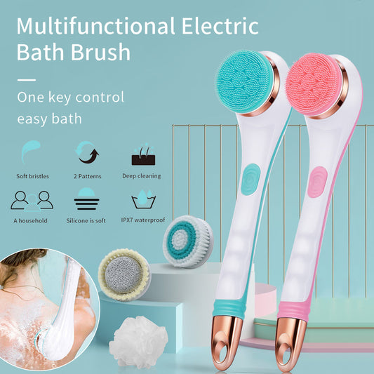 Brosse de Bain Électrique en Silicone, Exfoliant pour le Dos, Rechargeable USB, 2 Vitesses, Rotative, Étanche pour Douche Spa, Brosse Nettoyante pour le Corps