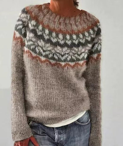 Pull Femme Col Rond Multicolore Ample Tendance