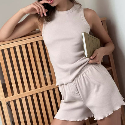 Pajamas Suit Vest Shorts Casual Homewear Two-piece Suit