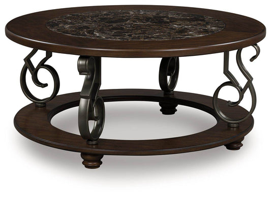 Frallyn - Round Cocktail Table - Dark Brown-0