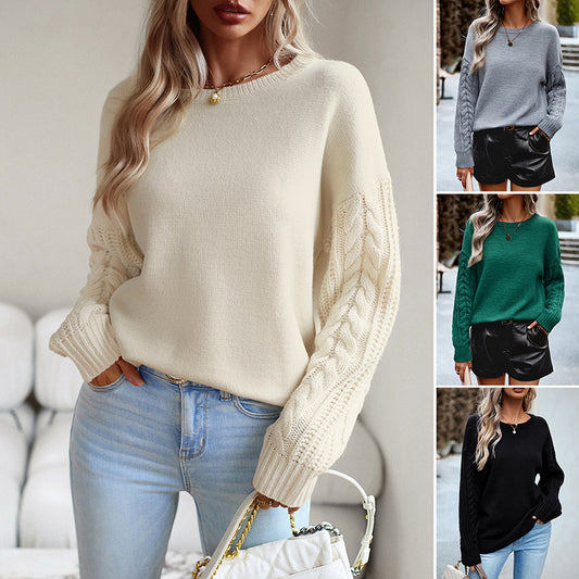 Suéter de mujer a la moda sencillo con cuello redondo