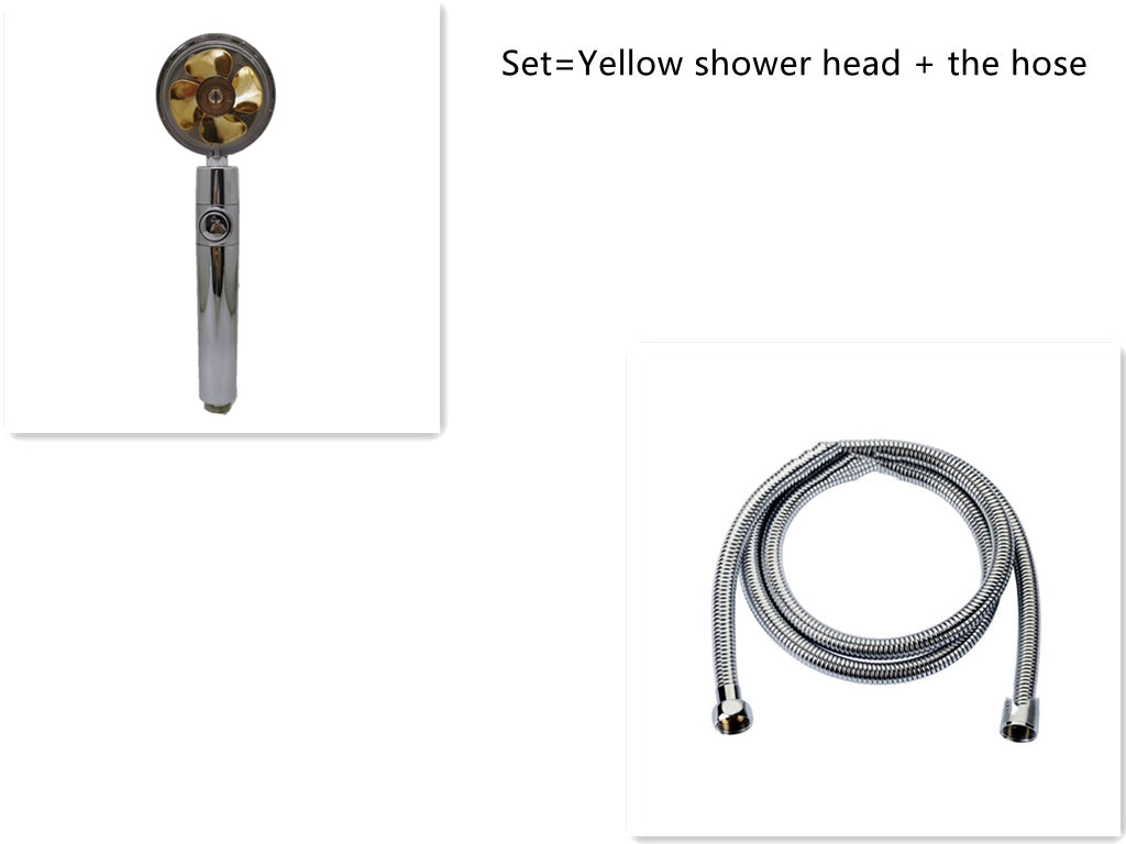 Cabezal de Ducha con Ahorro de Agua, Flujo Giratorio 360 Grados con Pequeño Ventilador, Boquilla Rociadora de Alta Presión de Lluvia de ABS, Accesorios de Baño