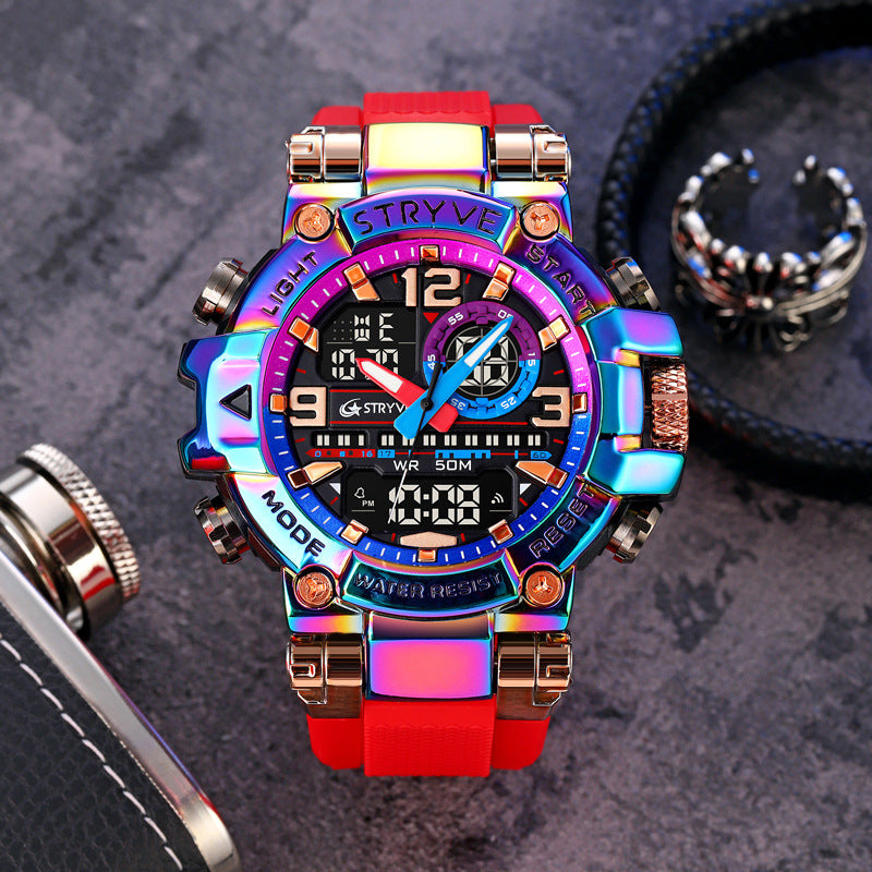 Nouvelle montre de sport électronique lumineuse colorée étanche Montre étudiante multifonctionnelle