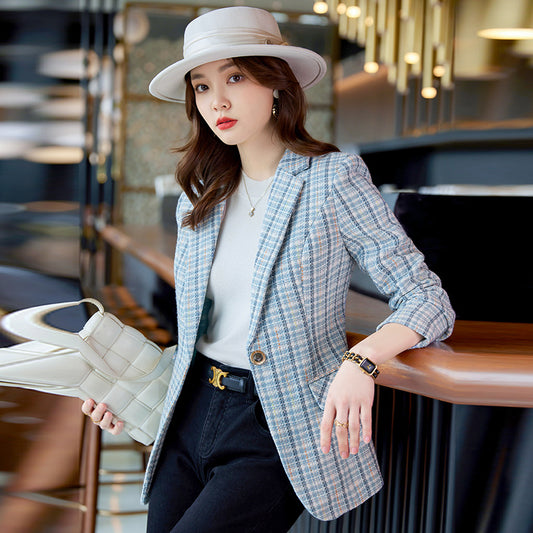 Abrigo largo informal a cuadros estilo occidental para mujer, ideal para otoño