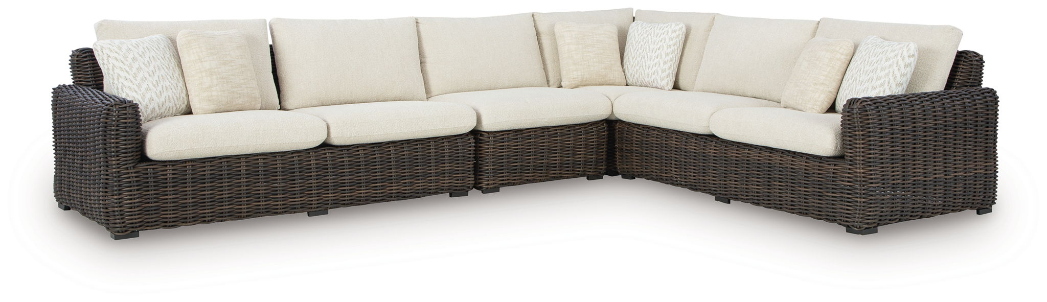 Signature Design by Ashley Kimora 7Pc Beige/Dark Brown Outdoor Sectional Set-2