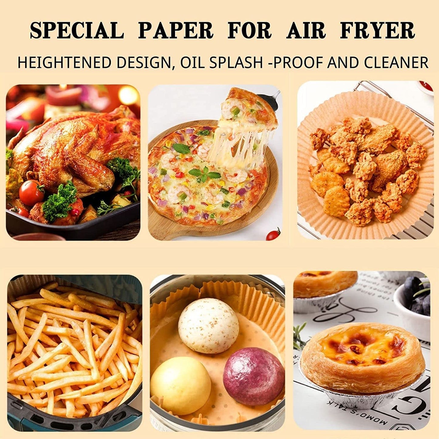 Freidora de aire, papel desechable para alimentos, forro de papel, freidora, cocinas, a prueba de aceite, plato de barbacoa, vaporizador, accesorios para hornear