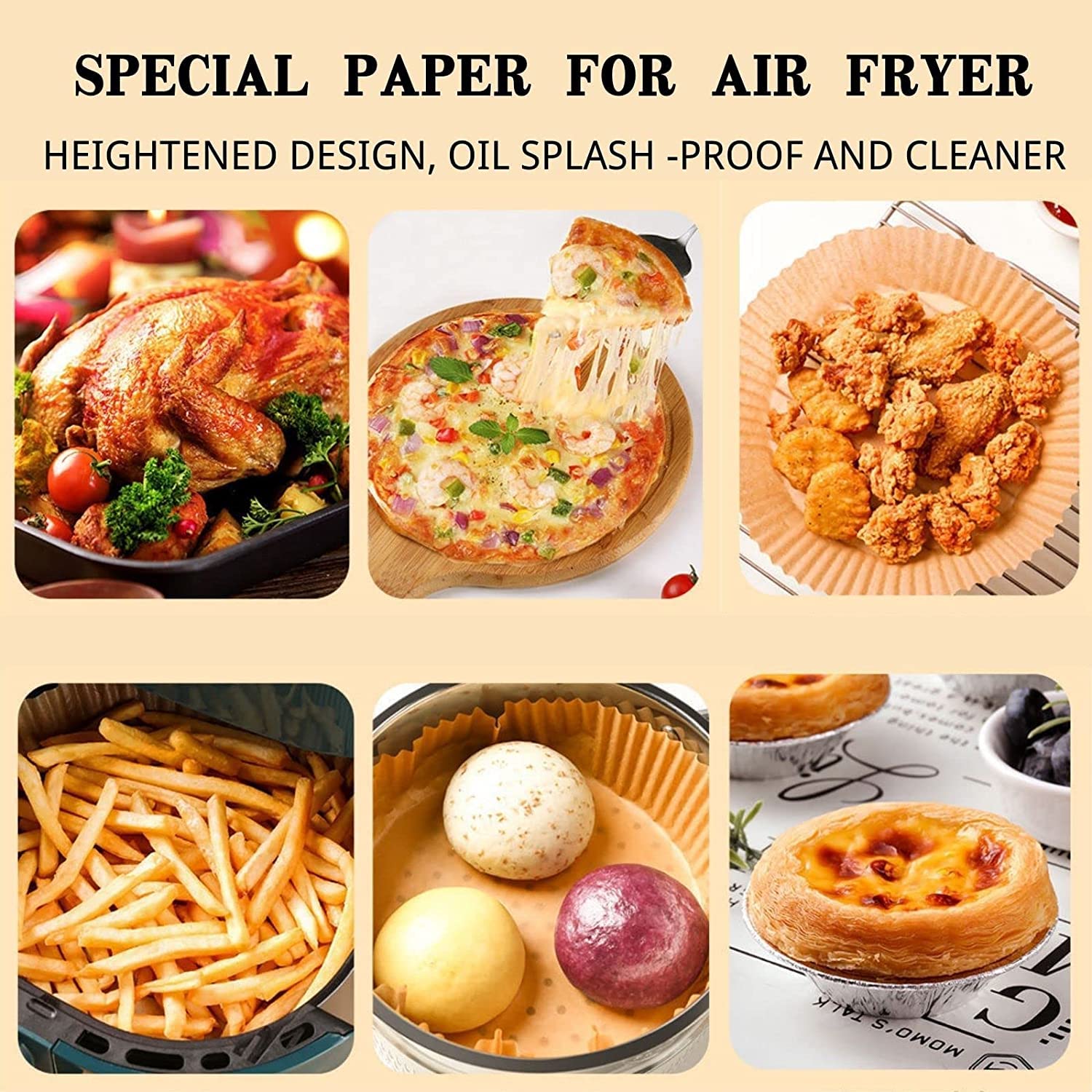 Freidora de aire, papel desechable para alimentos, forro de papel, freidora, cocinas, a prueba de aceite, plato de barbacoa, vaporizador, accesorios para hornear