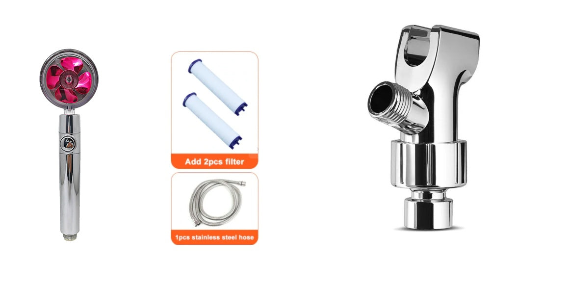 Cabezal de Ducha con Ahorro de Agua, Flujo Giratorio 360 Grados con Pequeño Ventilador, Boquilla Rociadora de Alta Presión de Lluvia de ABS, Accesorios de Baño