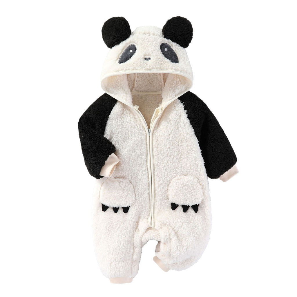Vêtements d'automne et d'hiver pour bébés Combinaison épaisse et chaude à manches longues doublée polaire