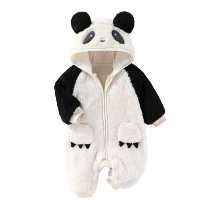 Vêtements d'automne et d'hiver pour bébés Combinaison épaisse et chaude à manches longues doublée polaire