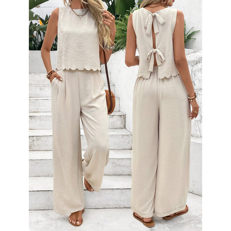Ensemble Gilet Sans Manches Décontracté et Pantalon Décontracté, Haut Sans Manches et Pantalon Décontracté pour Femme – Vêtements d'Été pour Femme