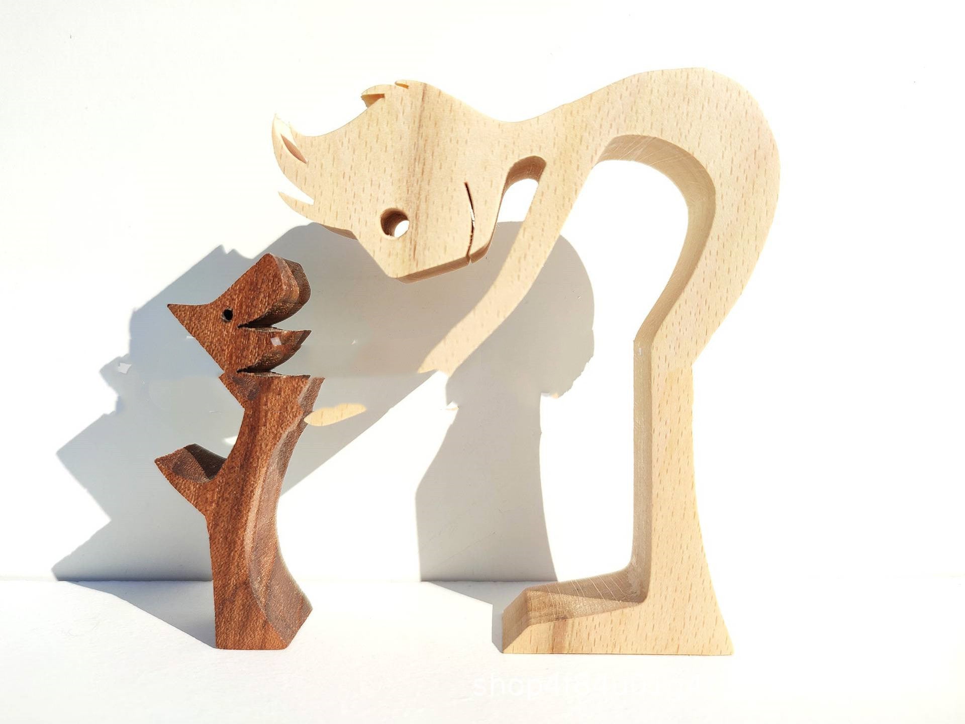 Adorno de Perro en Madera DIY Figura Escultura Decoración del Hogar Un Hombre Un Perro Escultura de Madera Regalos de Navidad Modelo Decorativo
