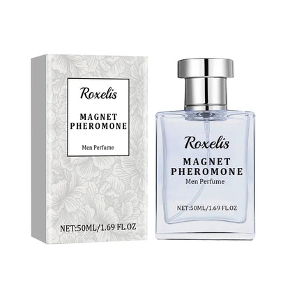 Roxelis Magnet Pheromone Men Perfume bottle with floral-patterned box, 2-piece set
