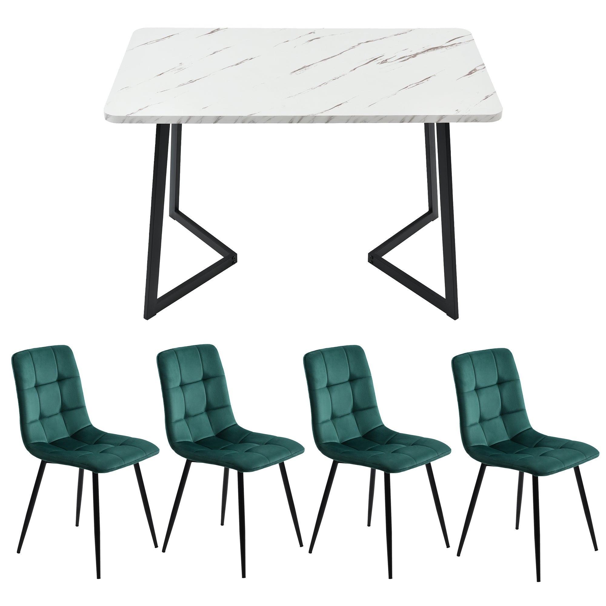 Juego de mesa de comedor de 117x68cm con 4 sillas