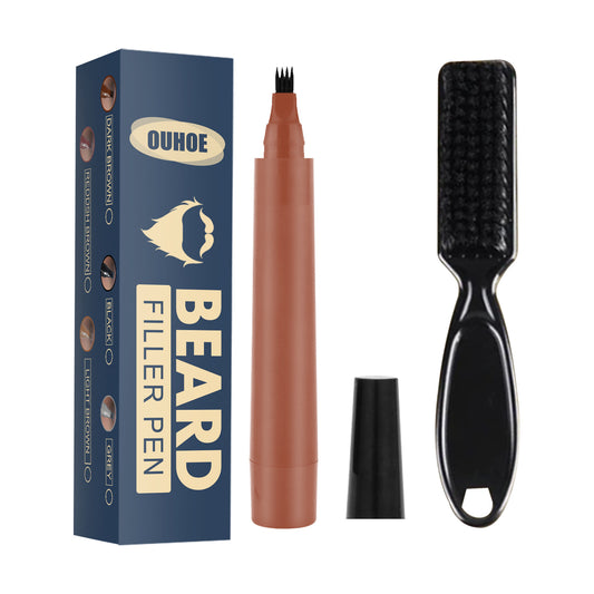 Crayon de remplissage pour barbe, kit de stylo de remplissage pour barbe, crayon de barbier avec brosse, brosse à barbe pour coiffure faciale en salon, réparation de moustache masculine