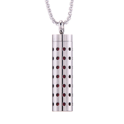 Pendentif diffuseur d'huiles essentielles cylindrique en acier inoxydable