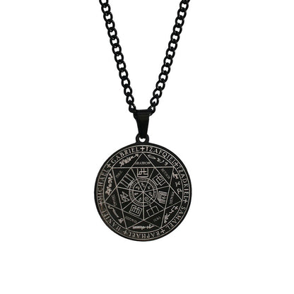 Plaque Ronde en Acier Inoxydable Plaque de Suspension Rune Totem Religieux Collier Homme Shi