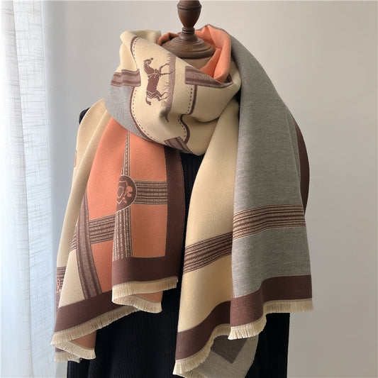 Moda de chal grueso cosido para mujer