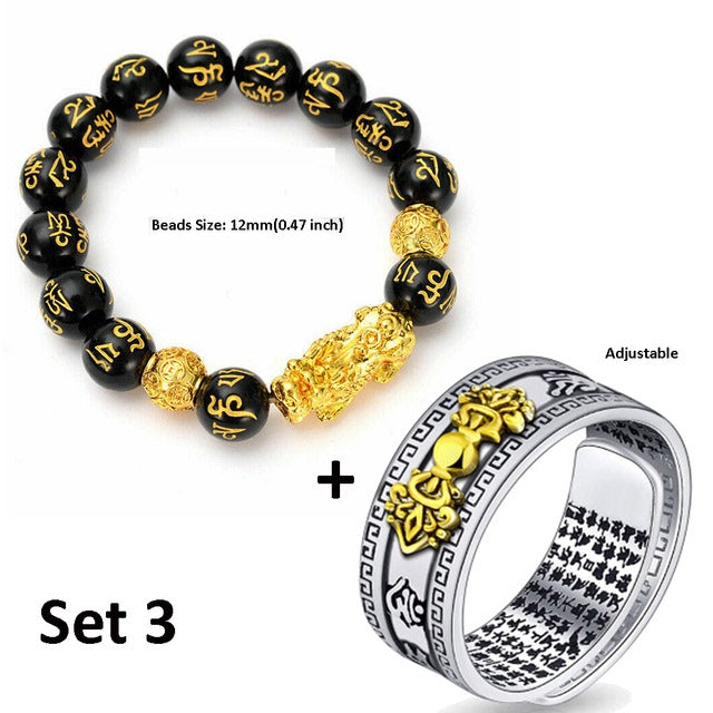 Bague-bracelet unisexe Pixiu Feng Shui chinois