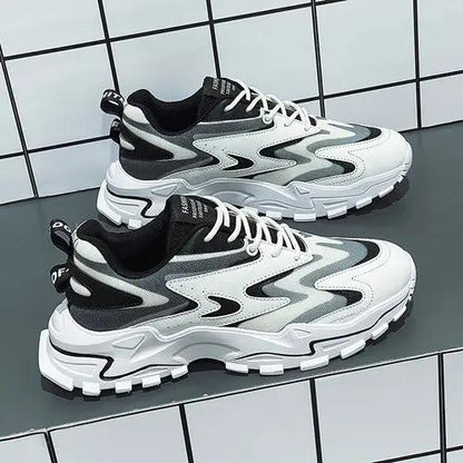 RunFlex Mesh-Sneaker by PrimeCanada.Store, white/gray/black, breathable mesh, chunky sole, 1 pair