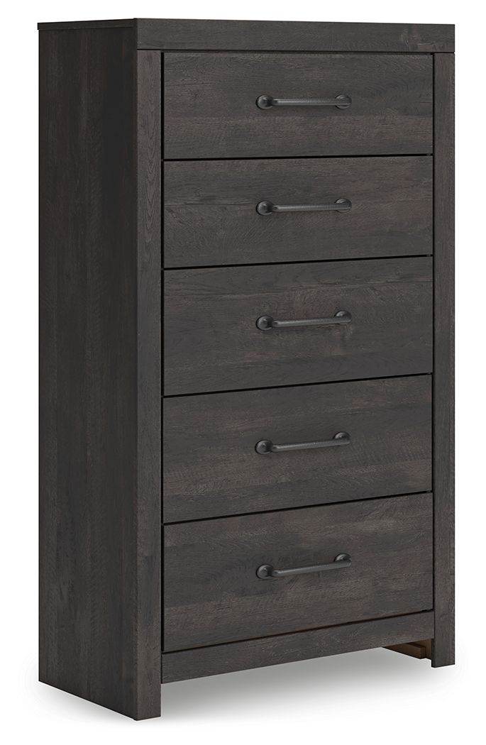 Hollivern - Five Drawer Chest - Dark Gray-0