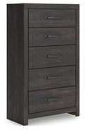 Hollivern - Five Drawer Chest - Dark Gray-0