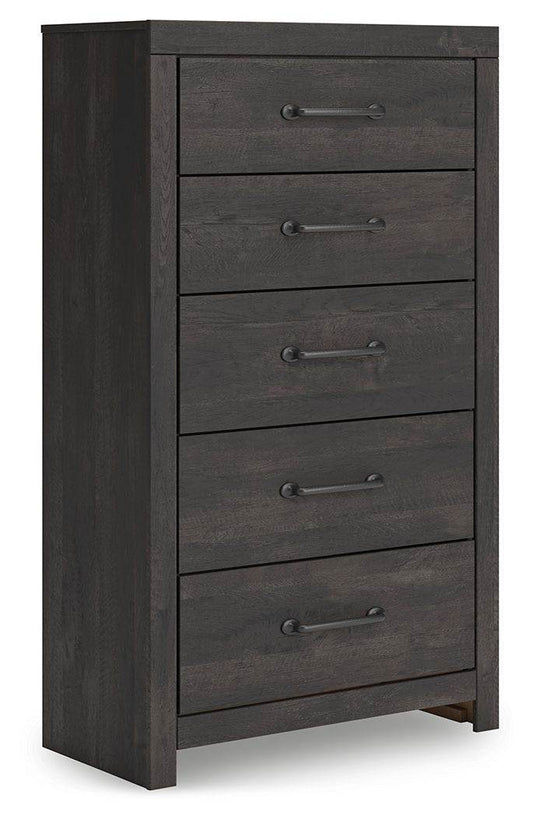 Hollivern - Five Drawer Chest - Dark Gray-0