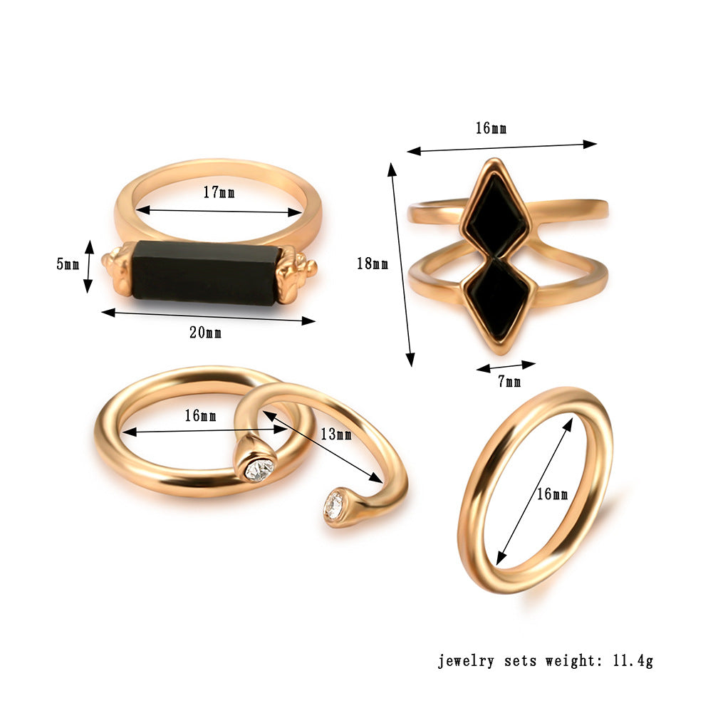 Ensemble de bagues articulées tendance Électrodéposition 18 carats Bijoux gemmes
