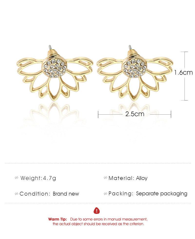 Pendientes de Diamantes Completos con Forma de Loto Hueco Creativo