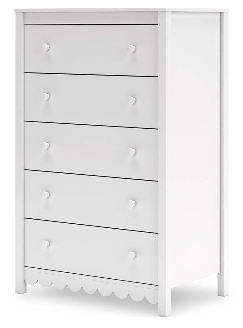 Hallityn - Five Drawer Chest - White-2