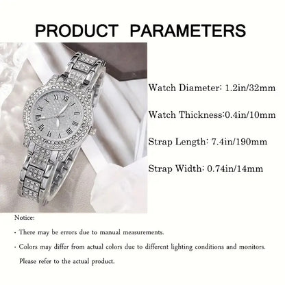 Ensemble de cinq montres-bracelets à quartz romain tendance en diamant pour femme