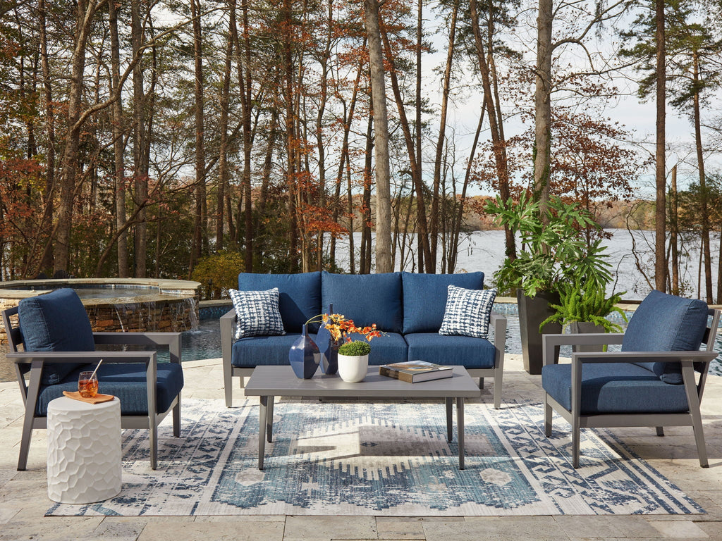 Gray Blue Gali 4Piece Patio Sofa Set with Chairs and Table-2