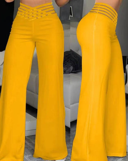 Pantalon micro-évasé à ceinture ajourée