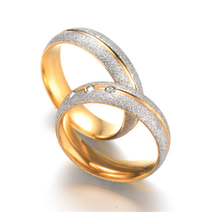 Bague de couple givrée en acier titane européen et américain
