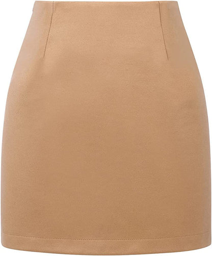 Mini-jupe crayon moulante en laine à carreaux taille haute pour femme