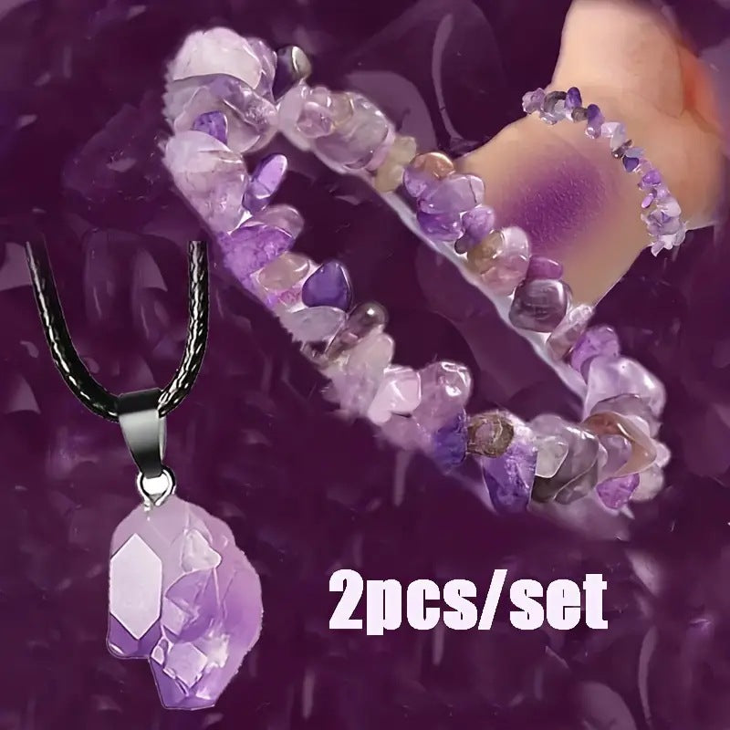 Collier en pierre brute irrégulière de bourgeon de cristal d'améthyste en pierre naturelle