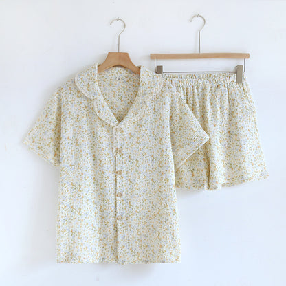 Pyjama d'été en coton à fleurs, manches courtes et short