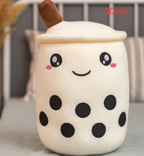 Peluche Boisson Fruitée Mignonne en Forme de Fraise Lait Thé Peluche Jouet Tasse à Thé Boba Oreiller Coussin Thé aux Perles Cadeau pour Enfants