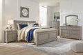 Light Gray Sleigh Bed Set 6 Pc Bedroom Furniture in Grey Signature Design By Ashley-0