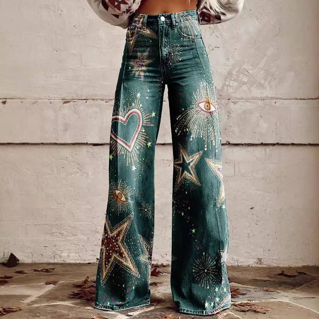 Pantalon décontracté en jean grande taille pour femmes européennes et américaines