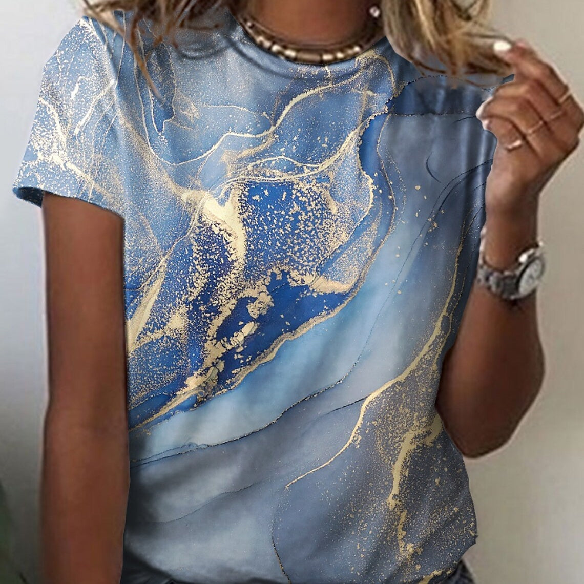 Women's European And American New Abstract Retro Print Short Sleeves