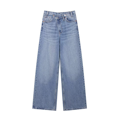 Jean large taille haute confortable, décontracté et polyvalent au quotidien