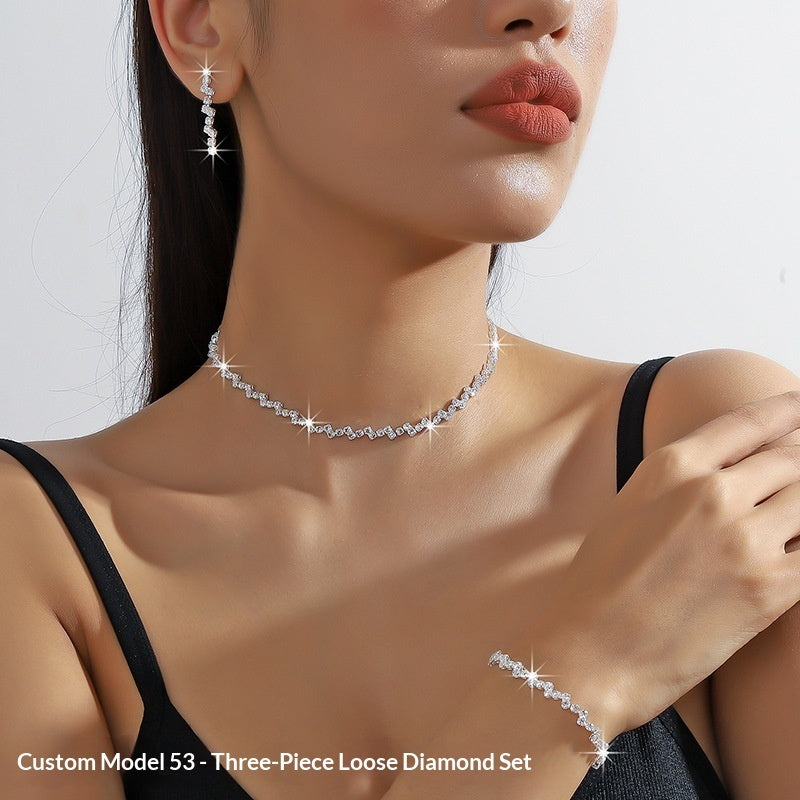 Ensemble Collier Boucles d'Oreilles et Bracelet ZirconEnsemble de trois pièces