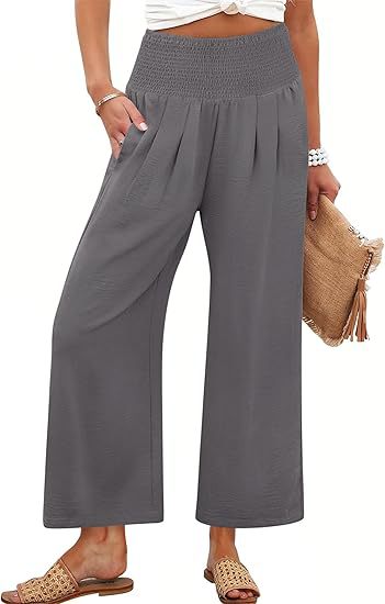 Pantalon court taille haute de couleur unie pour femme PrintempsAutomne
