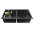 304 Honeycomb Embossed (37"x18"x10") Inch Double Bowl  Black Kitchen Sink with Nano Coating-0