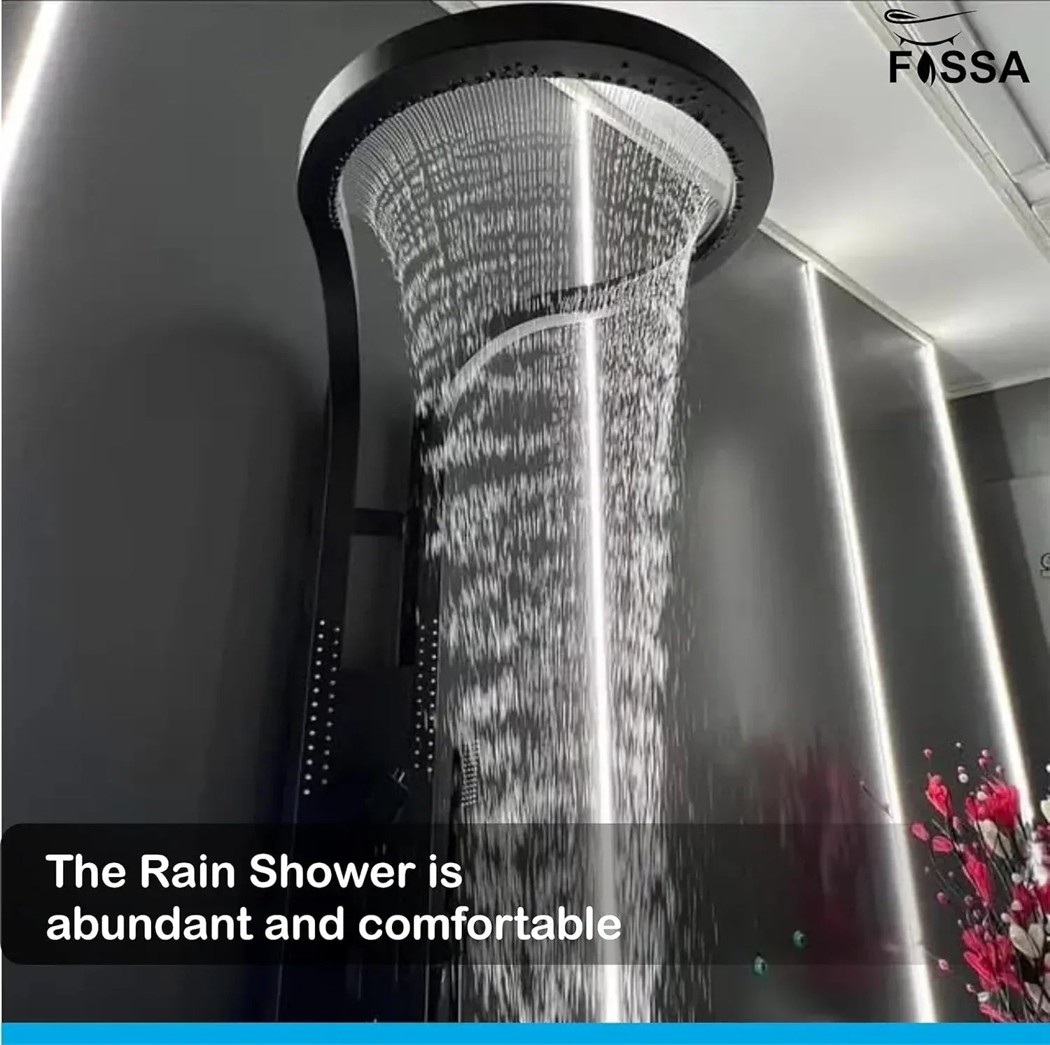 Smart Waterfall Circular  Hot and Cold  Shower Panel Set (Black)-4