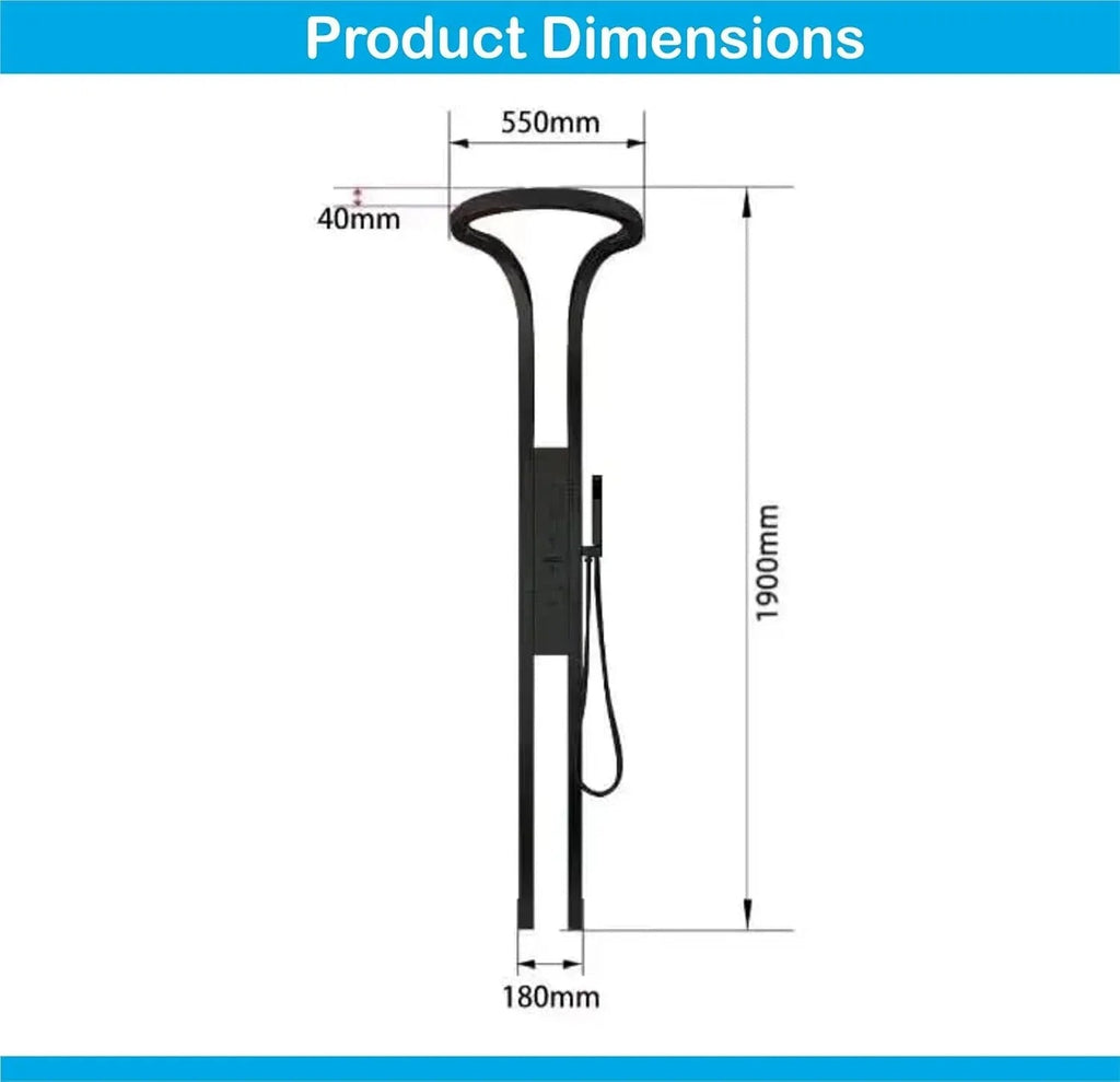 Smart Waterfall Circular  Hot and Cold  Shower Panel Set (Black)-2